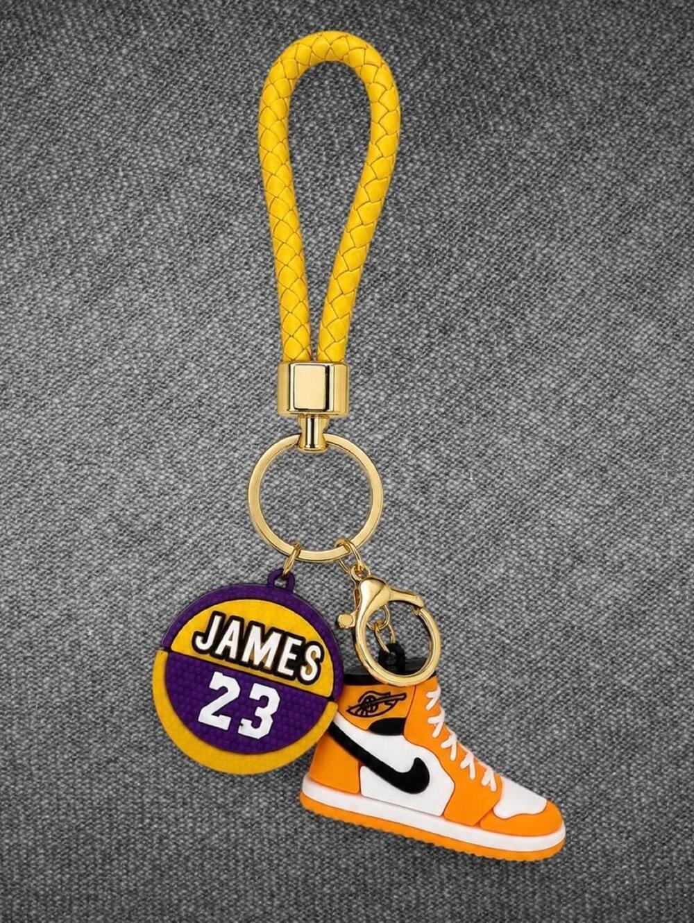 James 23 Basketball Sneaker Keychain Yellow Purple